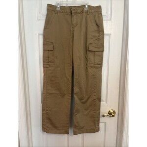 Flamingals Brown Cargo Women’s Utility Zip Up Khaki Pants, Size XL